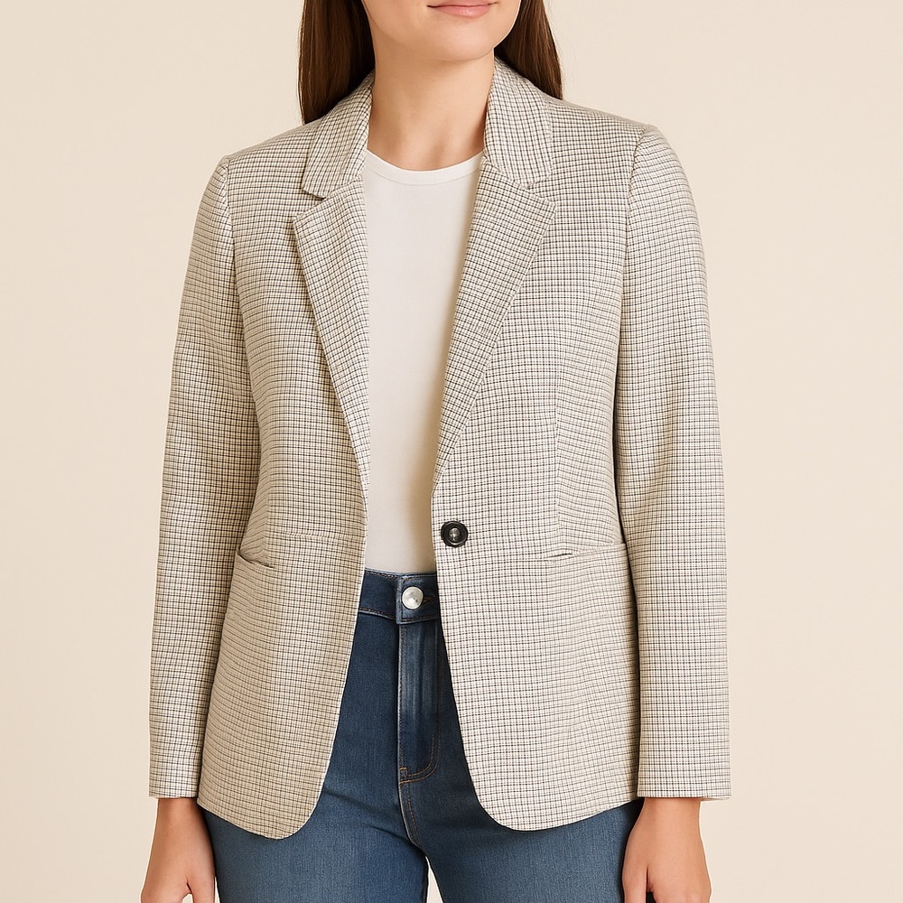 Sanctuary Tailored Check Blazer | Lightweight Classic Plaid | Size S